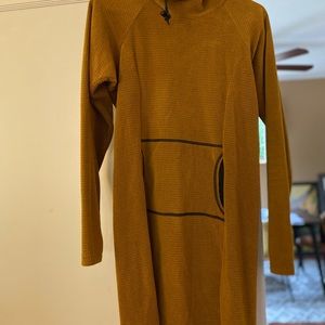 Melanzana Micro Grid V2 dress M size! Worn once, mustard yellow, hoodie, pocket